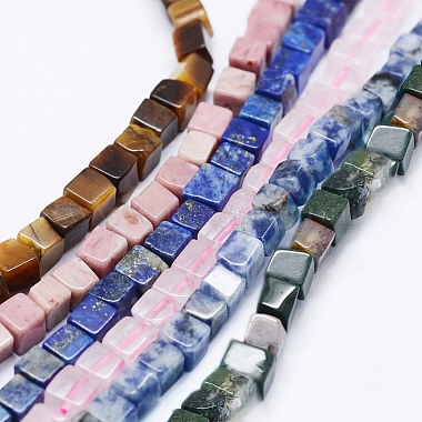 4mm Cube Mixed Stone Beads