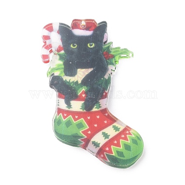 Weihnachtsanhänger aus Acryl in Katzenform(HJEW-E007-01G-05)-3
