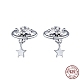 Rhodium Plated 925 Sterling Silver Micro Pave Cubic Zirconia Ear Studs for Women(EJEW-P231-97P)-1