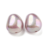 Spray Painted ABS Plastic Beads, Imitation Pearl, Oval, Dyed, AB Color Plated, Old Rose, 16x13.5x10mm, Hole: 2mm(KY-C017-03D)