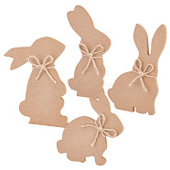 8 Sets 4 Style DIY Easter Wood Pendant Decorations, with Jute Rope, Rabbit, 12.3~15x8~12.5x0.8cm, 2 sets/style(DJEW-OC0001-42)