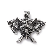 304 Stainless Steel Pendants, Viking Soldier, Antique Silver, 43.5x51x19mm, Hole: 5.5x8mm(STAS-J039-01AS)