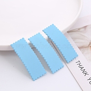 Frosted Plastic Snap Hair Clips, with Metal Clip, for Women and Girls, Waved Rectangle, Light Sky Blue, 55x20mm(OHAR-PW0001-457D)