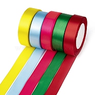 Satin Ribbon, Mixed Color, 1 inch(25mm), 25yards/roll(22.86m/roll), 5rolls/group, 125yards/group(SRIB-RC25mmY)