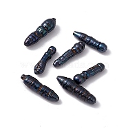 Baroque Natural Keshi Pearl Beads, Column, Dyed, Black, 18~23x4.5~6.5mm, Hole: 0.6mm(PEAR-N020-P35)