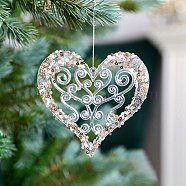 Acrylic with Sequin Pendant Decoration, Christmas Tree Hanging Decorations, for Party Gift Home Decoration, Heart, 110x105mm(XMAS-PW0001-067B)