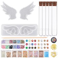 DIY Mace Silicone Molds Kits, Including Glass Test Tubes, Wood Stick, Nail Art Glitter, Nail Art Sequins/Paillette, Nail Art Tinfoil, Glass Beads, Natural Spiral Shell Beads, Alloy Pendants, Mixed Color,(DIY-OC0003-39)