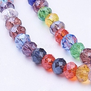 Mixed Electroplate Glass Faceted Rondelle Bead Strands, 4x3mm, Hole: 1mm, about 130~140pcs/strand, 18.1 inch(X-EGLA-J047-4x3mm-46)
