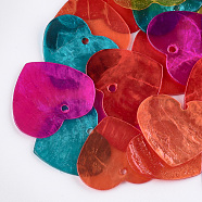 Spray Painted Capiz Shell Pendants, Heart, Mixed Color, 21.5~22x25x1mm, Hole: 1.5mm(SSHEL-T006-09)