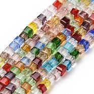 Transparent Glass Bead Strands, Faceted, Square, Colorful, 2~2.5x2~2.5x2~2.5mm, Hole: 0.8mm, about 180pcs/strand, 16.93''(43cm)(X-GLAA-H018-03)