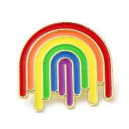 Pride Rainbow Enamel Pins, Golden Alloy Brooch, Arch, 25x26x1.5mm(JEWB-Z011-01A-G)