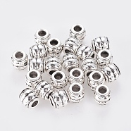 Tibetan Style Alloy Large Hole Barrel Beads, Antique Silver, Lead Free & Cadmium Free & Nickel Free, 8x8mm, Hole: 3.5mm(LF0929Y-NF)