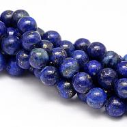 Natural Lapis Lazuli Round Beads Strands, Dyed, 4mm, Hole: 1mm, about 95pcs/strand, 15.5 inch(G-I181-10-4mm)