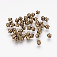 Tibetan Style Spacer Beads, Bicone, Alloy Spacer Beads, Lead Free & Cadmium Free, Antique Bronze Color, 5x4.5mm, Hole: 1mm(MLF0256Y)