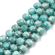 Natural Amazonite Beads Strands, with Seed Beads, Faceted, Rondelle, 8x6mm, Hole: 1mm, about 20~22pcs/strand, 7.09 inch(18cm)(G-N327-08F)