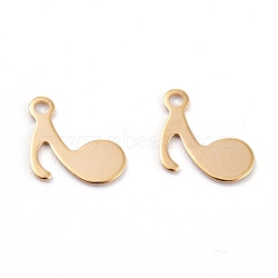 201 Stainless Steel Charms, Laser Cut, Musical Note, Real 18k Gold Plated, 12x9.5x0.5mm, Hole: 1.4mm(STAS-C017-09G)