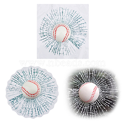 Resin 3D Baseball PVC Waterproof Car Stickers, Self-Adhesive Decals, for Vehicle Decoration, WhiteSmoke, 180x180x30mm, Sticker: 170x170mm(DIY-WH0349-181)