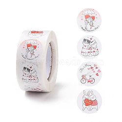 Valentine's Day Round Paper Stickers, Adhesive Labels Roll Stickers, Gift Tag, for Envelopes, Party, Presents Decoration, Mixed Patterns, 25x0.1mm, 500pcs/roll(X-DIY-I107-04)