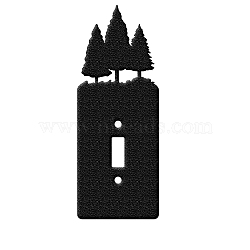 Iron Light Switch Decorations, with Screws, Rectangle with Tree, Black, 18.2x6.9cm(AJEW-WH0197-006)