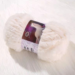Polyester & Nylon Yarn, Imitation Fur Mink Wool Chunky Yarn, for DIY Knitting Soft Coat Scarf, Floral White, 13mm, about 32.81 Yards(30m)/Skein(PW-WG86474-05)
