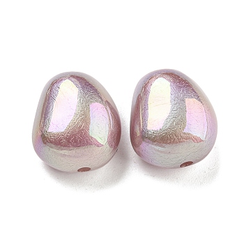Spray Painted ABS Plastic Beads, Imitation Pearl, Oval, Dyed, AB Color Plated, Old Rose, 16x13.5x10mm, Hole: 2mm