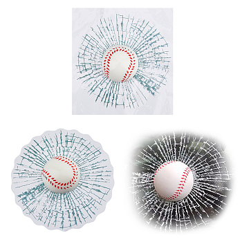 Resin 3D Baseball PVC Waterproof Car Stickers, Self-Adhesive Decals, for Vehicle Decoration, WhiteSmoke, 180x180x30mm, Sticker: 170x170mm