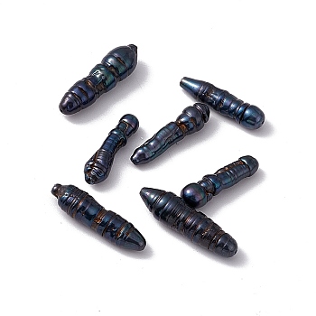 Baroque Natural Keshi Pearl Beads, Column, Dyed, Black, 18~23x4.5~6.5mm, Hole: 0.6mm
