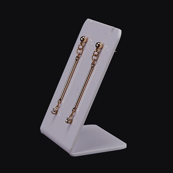 Acrylic Earring Stands Displays, L-shaped, White, 3.6x4.95x7cm