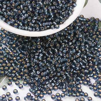 MIYUKI Round Rocailles Beads, Japanese Seed Beads, 8/0, (RR2426) Silverlined Montana, 3mm, Hole: 1mm, about 19000~20500pcs/pound