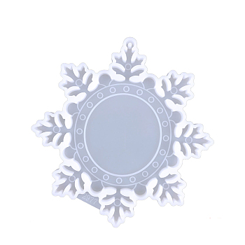 DIY Food Grade Silicone Christmas Theme Photo Frame Pendant Molds, Resin Casting Molds, for UV Resin, Epoxy Resin Craft Making, Snowflake, 158x150x9mm