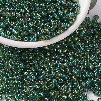 MIYUKI Round Rocailles Beads, Japanese Seed Beads, 8/0, (RR288) Transparent Olive Green AB, 3mm, Hole: 1mm, about 2111~2277pcs/50g