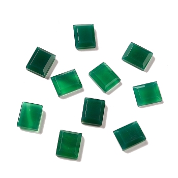 Dyed & Heated Natural Green Onyx Agate Cabochons, Rectangle, Green, 11x9x3.5mm