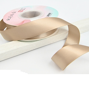 18M Polyester Double Face Satin Ribbons, Garment Accessories, Gift Wrapping Ribbon, BurlyWood, 1 inch(25mm), about 19.69 Yards(18m)/Roll