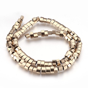 Electroplate Non-magnetic Synthetic Hematite Bead Strands, Grooved, Polished, Rectangle, Antique Bronze Plated, 3.5~4.5x7x4mm, Hole: 1mm, about 97~100pcs/strand, 16.1 inch(41cm)
