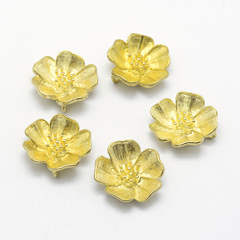Brass Pendants, Lead Free & Cadmium Free & Nickel Free, Flower, Raw(Unplated), 20x19x5mm, Hole: 1mm