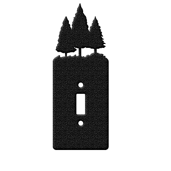 Iron Light Switch Decorations, with Screws, Rectangle with Tree, Black, 18.2x6.9cm