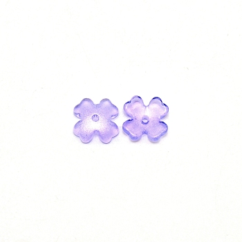 Glitter Lampwork Beads, Flower, Lilac, 9x9x2mm, Hole: 1.2mm