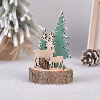 Wood Doll Display Decoration, Christmas Ornaments, for Party Gift Home Decoration, Deer, 70x120mm