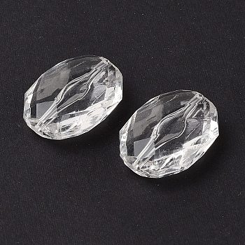 Faceted Hexagon Transparent Acrylic Beads, Clear, 25x18.5x8mm, Hole: 2mm, about 183pcs/500g