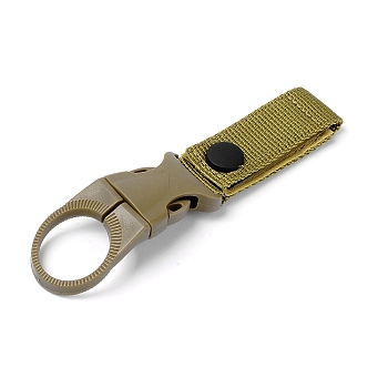 Nylon Hanging Bottle Buckle Clip Carabiner, for Outdoor Camping Hiking Traveling, Dark Khaki, 145x25x9mm, Hole: 29mm, Clasp: 77X35X11mm