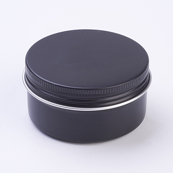 Round Aluminium Tin Cans, Aluminium Jar, Storage Containers for Cosmetic, Candles, Candies, with Screw Top Lid, Gunmetal, 7.1x3.5cm, Capacity: 80ml