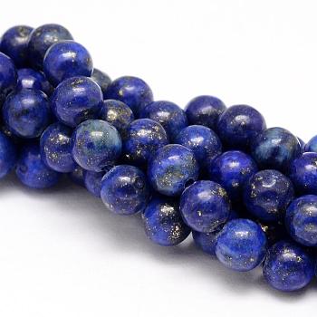 Natural Lapis Lazuli Round Beads Strands, Dyed, 4mm, Hole: 1mm, about 95pcs/strand, 15.5 inch