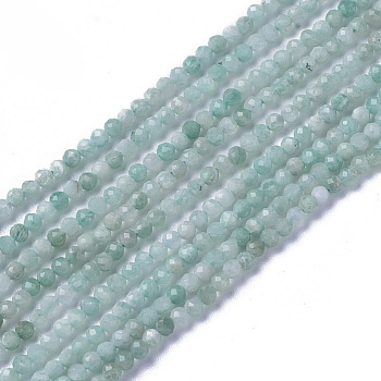 Natural Amazonite Beads Strands, Faceted, Round, 4x3.5~4mm, Hole: 0.4mm, about 97~110pcs/strand, 15~16 inch(40~40.7cm)