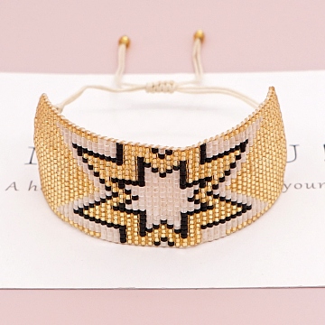 Miyuki Glass Seed Braided Bead Bracelet, Spark Star Friendship Bracelet for Women, Gold, 11 inch(28cm)(BJEW-A121-63A)