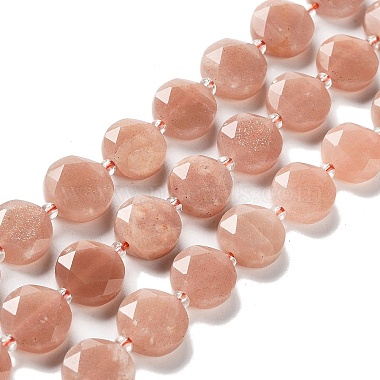 Flat Round Peach Moonstone Beads