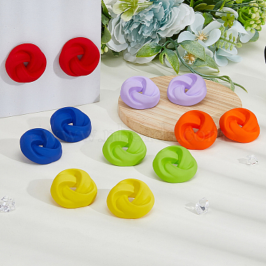 6 paires 6 couleurs de boucles d'oreilles en acrylique peintes à la bombe avec des épingles en fer en acier(EJEW-FI0003-12)-4
