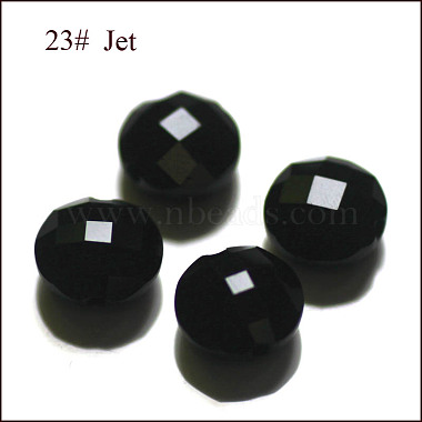 8mm Black Flat Round Glass Beads