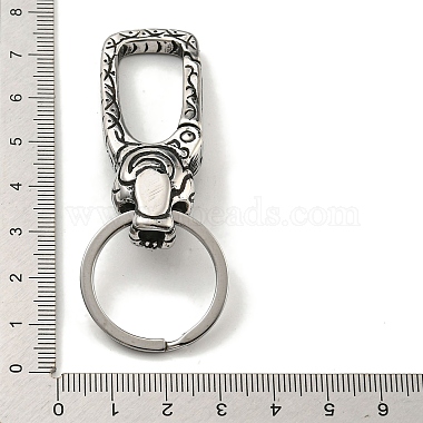 Tibetan Style 316 Surgical Stainless Steel Fittings with 304 Stainless Steel Key Ring(FIND-Q101-07AS-01)-3