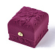 Rose Flower Pattern Velvet Ring Jewelry Boxes(VBOX-O003-03)-2