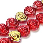 Electroplate Baking Paint Glass Beads Strands, Heart, AB Color Plated, Half Plated, Red, 14.5x16x4.5mm, Hole: 1.2mm, about 45pcs/strand, 25.59''(65cm)(X-EGLA-K061-13A-AB05)